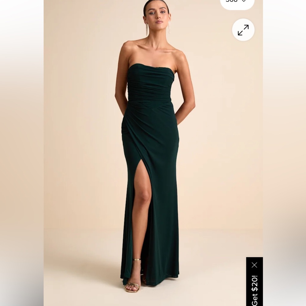 Lulu's Dark Green Strapless Maxi Dress